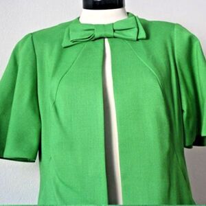vtg 60s Car swing Coat Iconic Jacket Lime green Jacket short sleeve bow one size